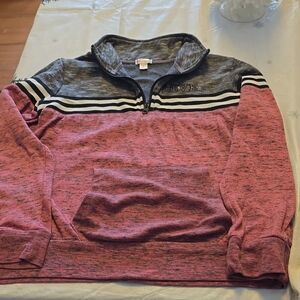 Flirtitude Girl Zip Up Sweater in Pink and Gray